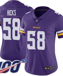 Marvelous Vikings #58 Jordan Hicks Purple Team Color Women's Stitched NFL 100th Season Vapor Untouchable Limited Jersey