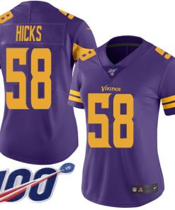 Gorgeous Vikings #58 Jordan Hicks Purple Women's Stitched NFL Limited Rush 100th Season Jersey