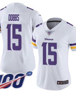 Premium Vikings #15 Josh Dobbs White Women's Stitched NFL 100th Season Vapor Untouchable Limited Jersey