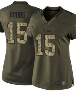 Premium Vikings #15 Josh Dobbs Green Women's Stitched NFL Limited 2015 Salute to Service Jersey