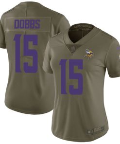 Exceptional Vikings #15 Josh Dobbs Olive Women's Stitched NFL Limited 2017 Salute To Service Jersey