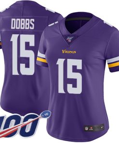 Exceptional Vikings #15 Josh Dobbs Purple Team Color Women's Stitched NFL 100th Season Vapor Untouchable Limited Jersey
