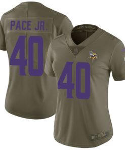 Marvelous Vikings #40 Ivan Pace Jr. Olive Women's Stitched NFL Limited 2017 Salute To Service Jersey