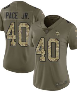 Exceptional Vikings #40 Ivan Pace Jr. Olive/Camo Women's Stitched NFL Limited 2017 Salute To Service Jersey