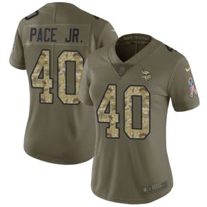 Exceptional Vikings #40 Ivan Pace Jr. Olive/Camo Women's Stitched NFL Limited 2017 Salute To Service Jersey