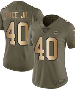 Gorgeous Vikings #40 Ivan Pace Jr. Olive/Gold Women's Stitched NFL Limited 2017 Salute To Service Jersey