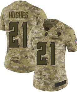 Superior Vikings #21 Mike Hughes Camo Women's Stitched NFL Limited 2018 Salute to Service Jersey
