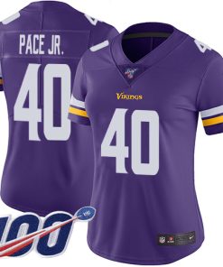 Exquisite Vikings #40 Ivan Pace Jr. Purple Team Color Women's Stitched NFL 100th Season Vapor Limited Jersey