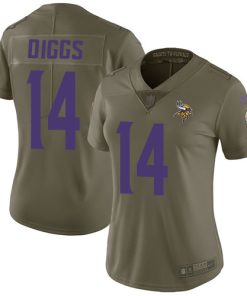 High quality Vikings #14 Stefon Diggs Olive Women's Stitched NFL Limited 2017 Salute to Service Jersey