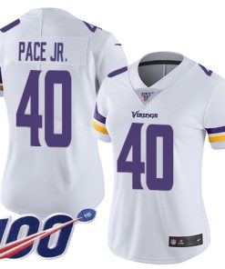 Exquisite Vikings #40 Ivan Pace Jr. White Women's Stitched NFL 100th Season Vapor Untouchable Limited Jersey