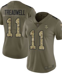 Exceptional Vikings #11 Laquon Treadwell Olive/Camo Women's Stitched NFL Limited 2017 Salute to Service Jersey