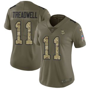 Exceptional Vikings #11 Laquon Treadwell Olive/Camo Women's Stitched NFL Limited 2017 Salute to Service Jersey