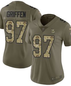 Gorgeous Vikings #97 Everson Griffen Olive/Camo Women's Stitched NFL Limited 2017 Salute to Service Jersey