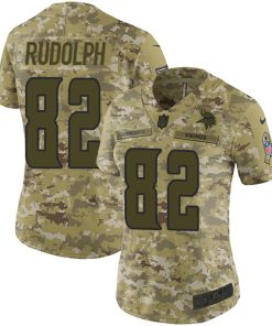 Exquisite Vikings #82 Kyle Rudolph Camo Women's Stitched NFL Limited 2018 Salute to Service Jersey