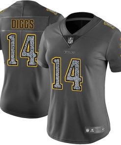 Exceptional Vikings #14 Stefon Diggs Gray Static Women's Stitched NFL Vapor Untouchable Limited Jersey