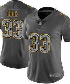 Gorgeous Vikings #33 Dalvin Cook Gray Static Women's Stitched NFL Vapor Untouchable Limited Jersey