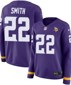 Exceptional Vikings #22 Harrison Smith Purple Team Color Women's Stitched NFL Limited Therma Long Sleeve Jersey