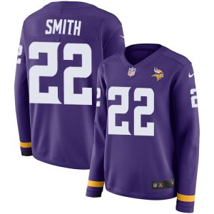 Exceptional Vikings #22 Harrison Smith Purple Team Color Women's Stitched NFL Limited Therma Long Sleeve Jersey