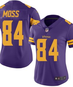 High quality Vikings #84 Randy Moss Purple Women's Stitched NFL Limited Rush Jersey
