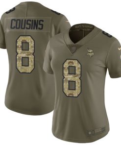 Marvelous Vikings #8 Kirk Cousins Olive/Camo Women's Stitched NFL Limited 2017 Salute to Service Jersey