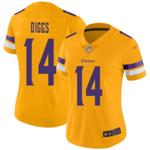 Exceptional Vikings #14 Stefon Diggs Gold Women's Stitched NFL Limited Inverted Legend Jersey