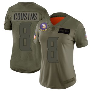 Exceptional Vikings #8 Kirk Cousins Camo Women's Stitched NFL Limited 2019 Salute to Service Jersey