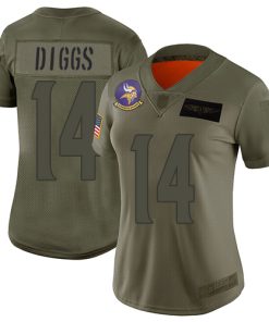 Superb Vikings #14 Stefon Diggs Camo Women's Stitched NFL Limited 2019 Salute to Service Jersey