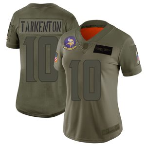 Exceptional Vikings #10 Fran Tarkenton Camo Women's Stitched NFL Limited 2019 Salute to Service Jersey