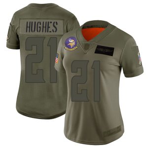 Exceptional Vikings #21 Mike Hughes Camo Women's Stitched NFL Limited 2019 Salute to Service Jersey