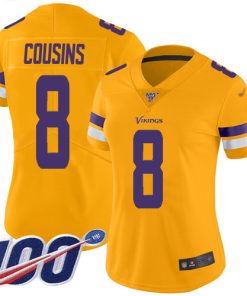 Exceptional Vikings #8 Kirk Cousins Gold Women's Stitched NFL Limited Inverted Legend 100th Season Jersey