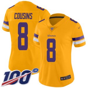 Exceptional Vikings #8 Kirk Cousins Gold Women's Stitched NFL Limited Inverted Legend 100th Season Jersey