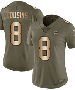 Exquisite Vikings #8 Kirk Cousins Olive/Gold Women's Stitched NFL Limited 2017 Salute To Service Jersey