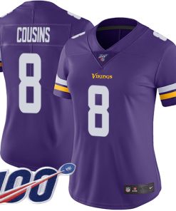 Superb Vikings #8 Kirk Cousins Purple Team Color Women's Stitched NFL 100th Season Vapor Limited Jersey