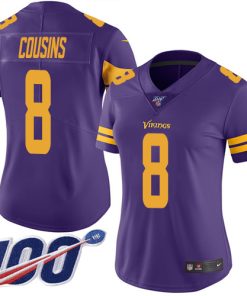 High quality Vikings #8 Kirk Cousins Purple Women's Stitched NFL Limited Rush 100th Season Jersey