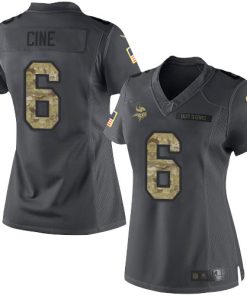 Exquisite Vikings #6 Lewis Cine Black Women's Stitched NFL Limited 2016 Salute to Service Jersey