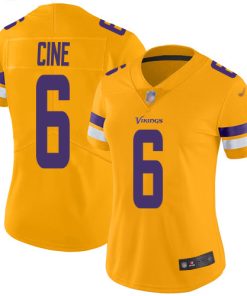 Outstanding Vikings #6 Lewis Cine Gold Women's Stitched NFL Limited Inverted Legend Jersey