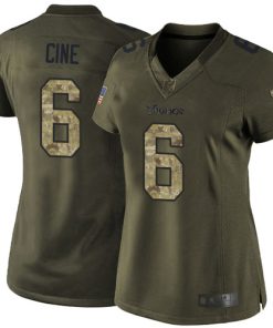 Superior Vikings #6 Lewis Cine Green Women's Stitched NFL Limited 2015 Salute to Service Jersey