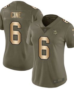 Gorgeous Vikings #6 Lewis Cine Olive/Gold Women's Stitched NFL Limited 2017 Salute To Service Jersey