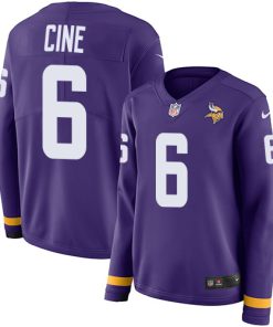 Superb Vikings #6 Lewis Cine Purple Team Color Women's Stitched NFL Limited Therma Long Sleeve Jersey
