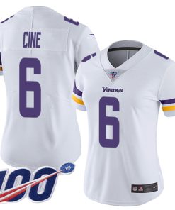 Outstanding Vikings #6 Lewis Cine White Women's Stitched NFL 100th Season Vapor Untouchable Limited Jersey