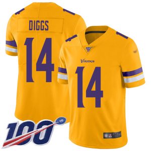 Outstanding Vikings #14 Stefon Diggs Gold Youth Stitched NFL Limited Inverted Legend 100th Season Jersey