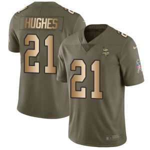 Exquisite Vikings #21 Mike Hughes Olive/Gold Youth Stitched NFL Limited 2017 Salute to Service Jersey