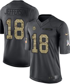 Superior Vikings #18 Justin Jefferson Black Youth Stitched NFL Limited 2016 Salute to Service Jersey
