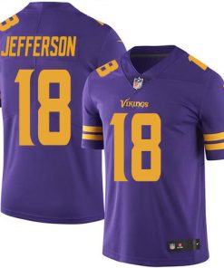 Outstanding Vikings #18 Justin Jefferson Purple Youth Stitched NFL Limited Rush Jersey