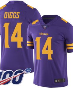 Marvelous Vikings #14 Stefon Diggs Purple Youth Stitched NFL Limited Rush 100th Season Jersey