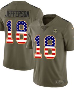 Superior Vikings #18 Justin Jefferson Olive/USA Flag Youth Stitched NFL Limited 2017 Salute To Service Jersey