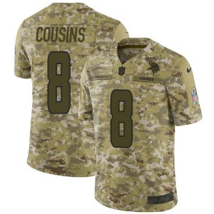 Gorgeous Vikings #8 Kirk Cousins Camo Youth Stitched NFL Limited 2018 Salute to Service Jersey