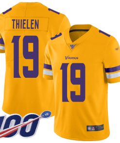 Gorgeous Vikings #19 Adam Thielen Gold Youth Stitched NFL Limited Inverted Legend 100th Season Jersey