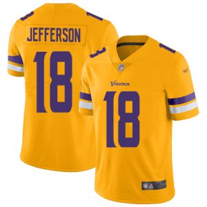 Exquisite Vikings #18 Justin Jefferson Gold Youth Stitched NFL Limited Inverted Legend Jersey