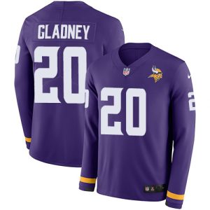 Gorgeous Vikings #20 Jeff Gladney Purple Team Color Youth Stitched NFL Limited Therma Long Sleeve Jersey